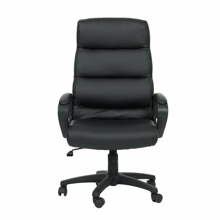 POUNDEX 26 x 26 x 42-45 in. Modern Faux Leather Office Chair, Black F1683